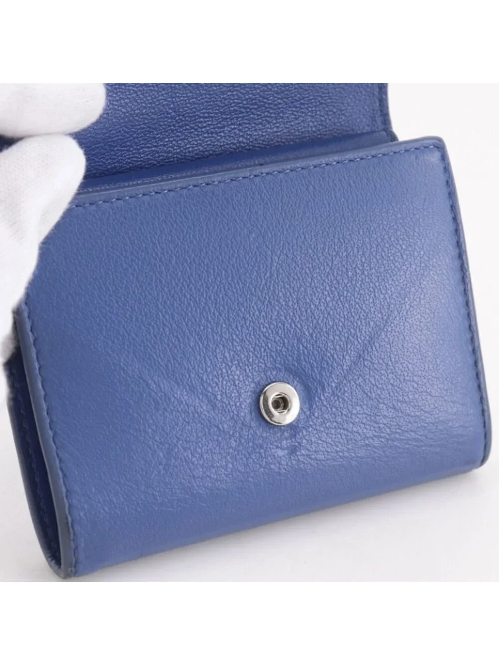 Balenciaga Paper Mini Wallet Leather Blue Bifold